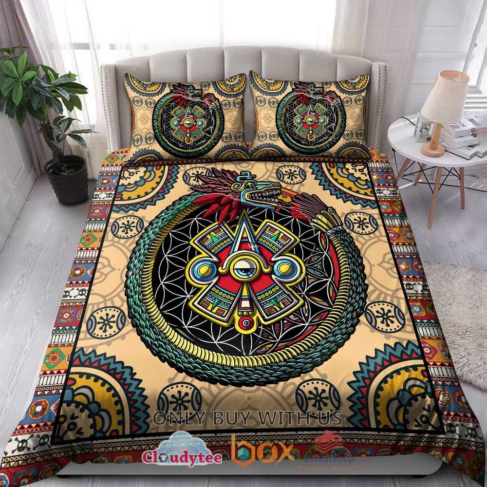 mexican aztec ollin eye quetzalcoatl bedding set 2 34949