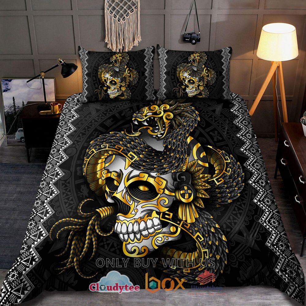 mexico aztec quetzalcoatl skull bedding set 1 70762