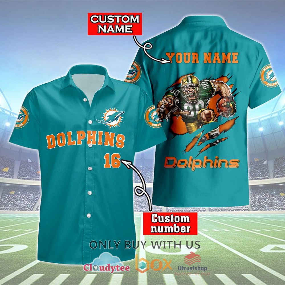 miami dolphins mascot personalized hawaiian shirt 1 41374