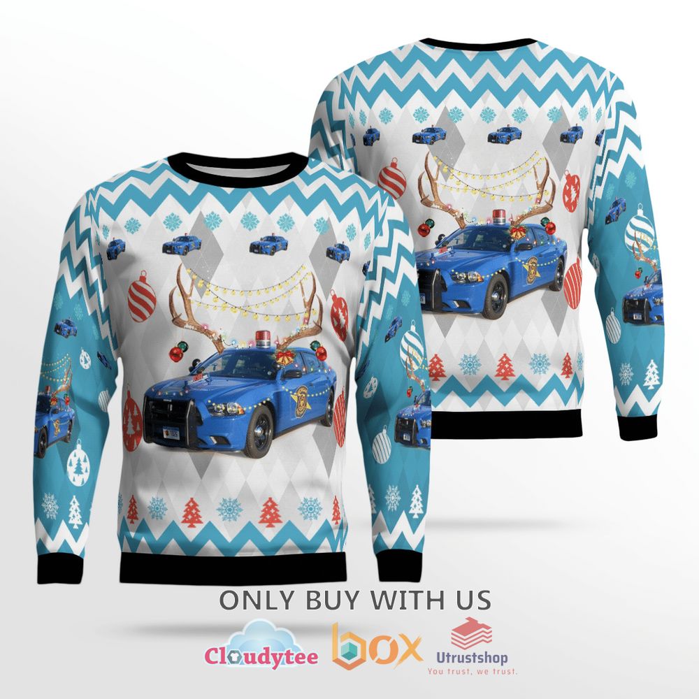 michigan state police dodge charger christmas sweater 1 57100