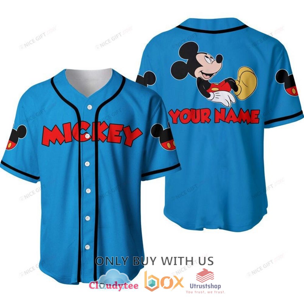mickey mouse custom name blue color baseball jersey shirt 1 99232