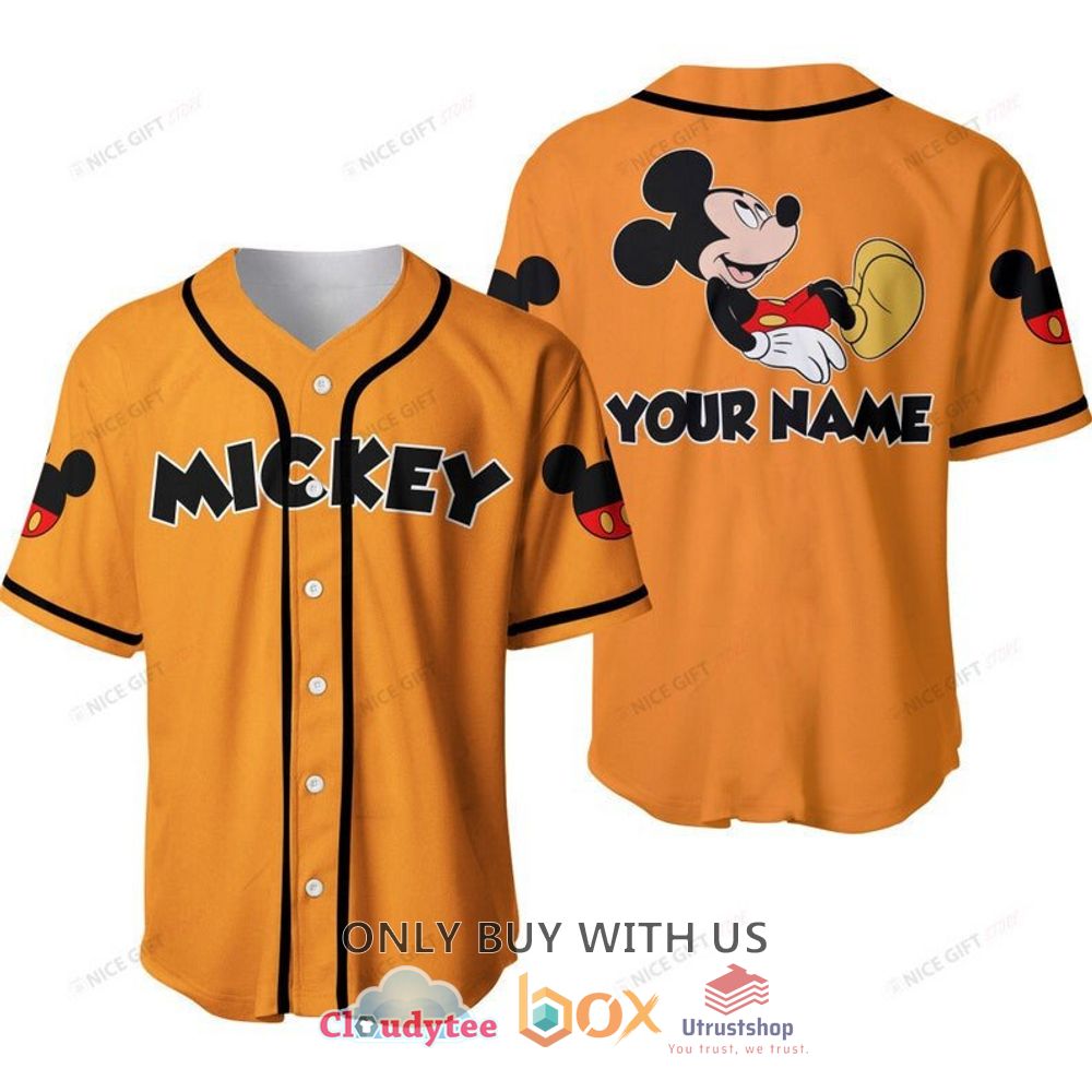 mickey mouse custom name orange color baseball jersey shirt 1 84269
