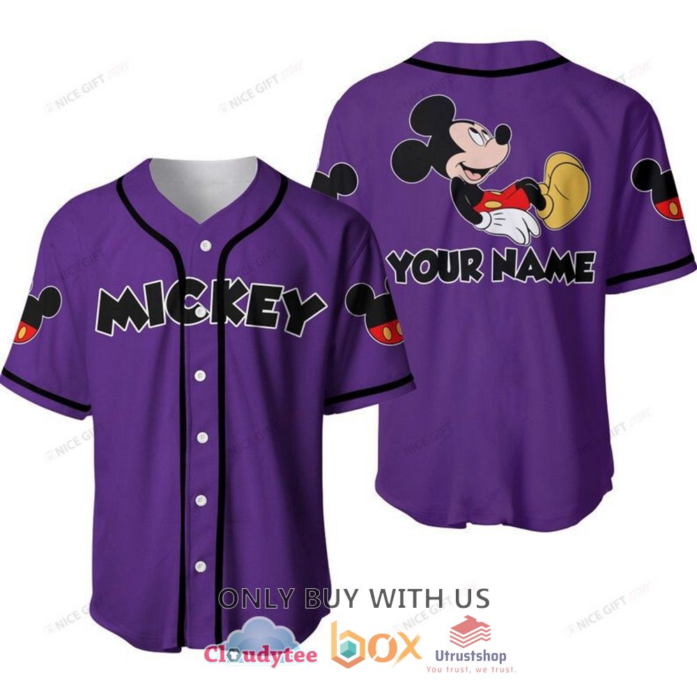 mickey mouse custom name purple color baseball jersey shirt 1 17018