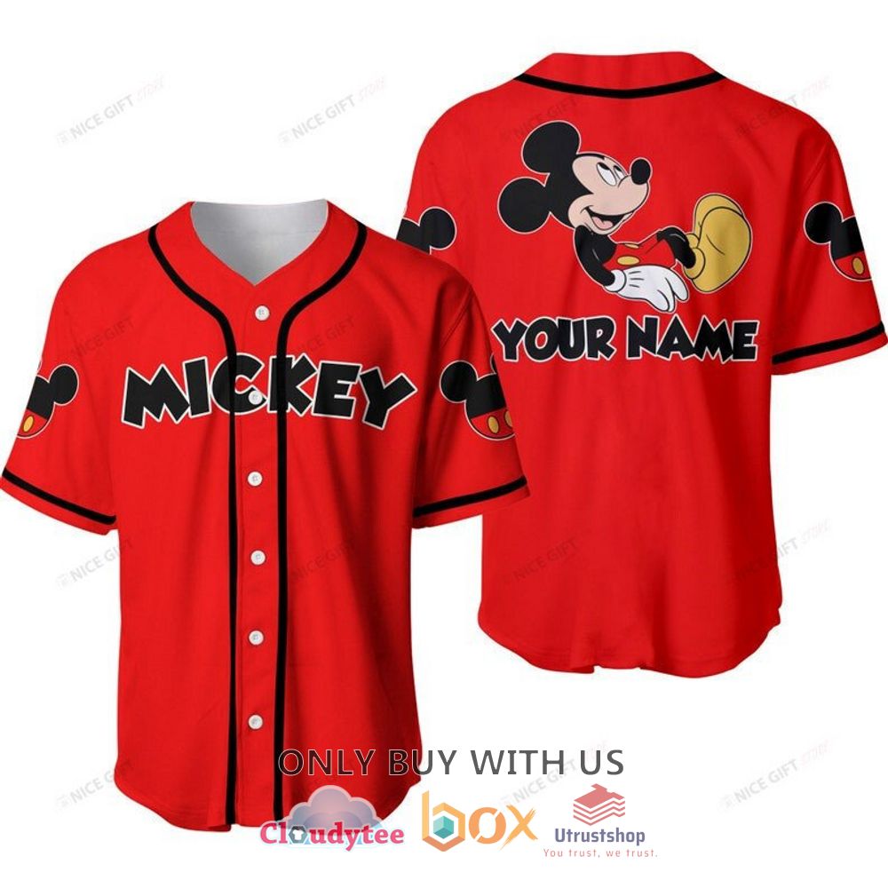 mickey mouse custom name red color baseball jersey shirt 1 29902