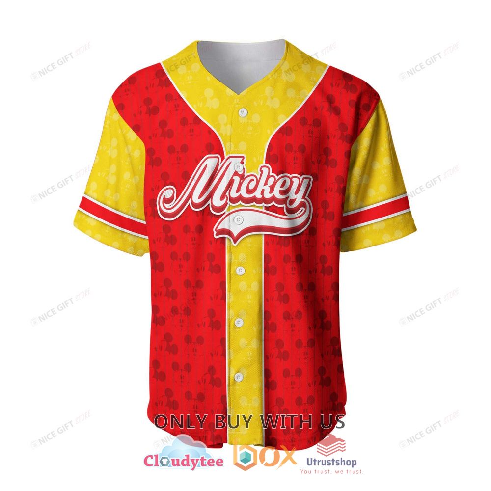 mickey mouse custom name red yellow baseball jersey shirt 2 43577