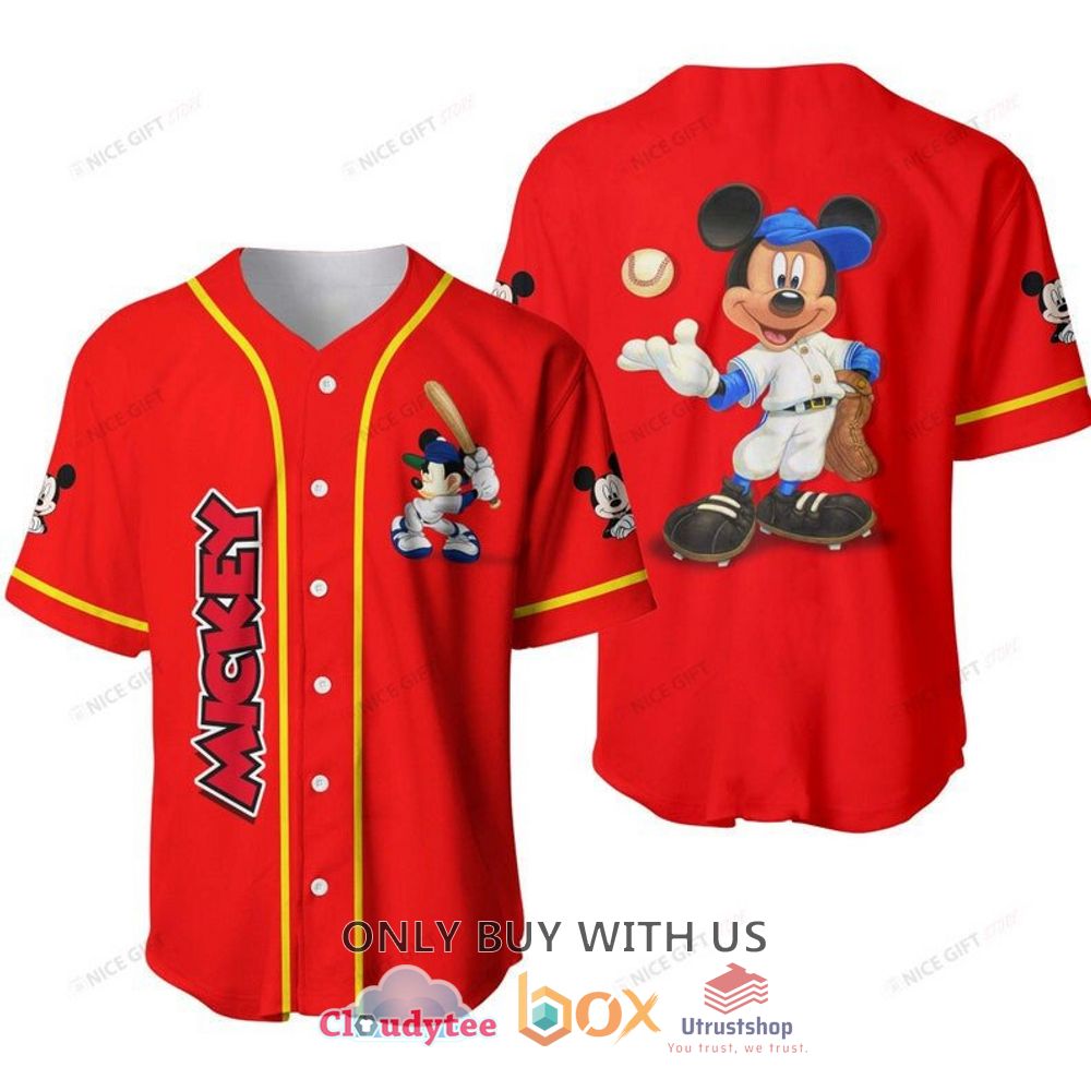 mickey mouse red color baseball jersey shirt 1 3592