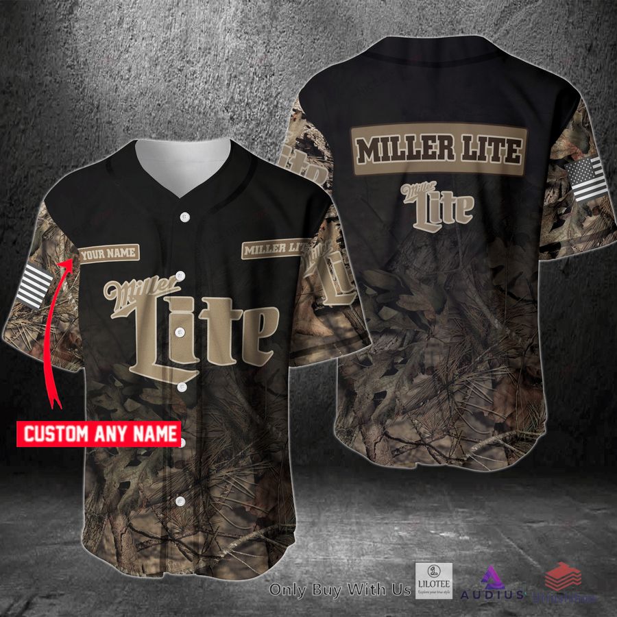 miller lite your name hunting baseball jersey 1 52953