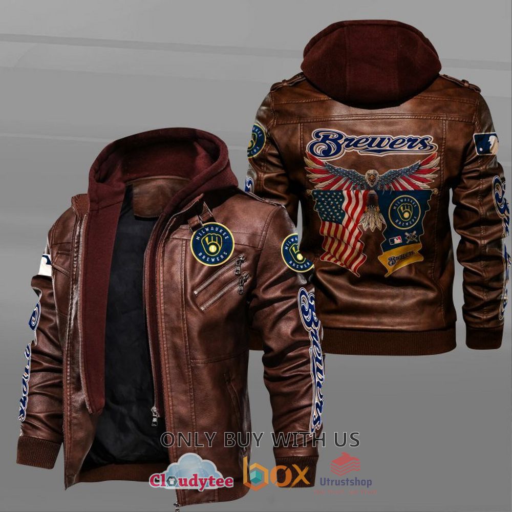 milwaukee brewers american flag eagle leather jacket 2 26672