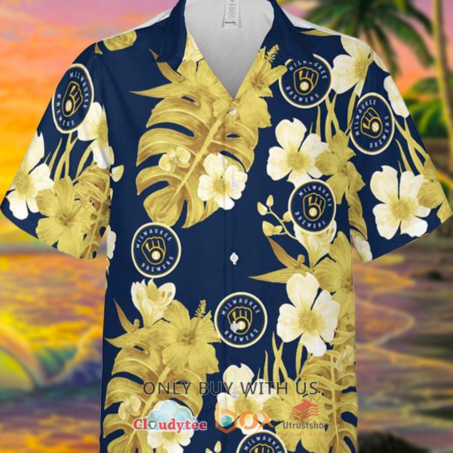 milwaukee brewers mlb hibiscus flower hawaiian shirt 1 88046