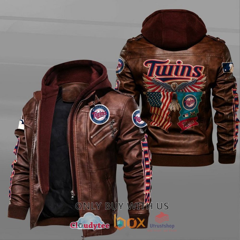 minnesota twins american flag eagle leather jacket 2 40036