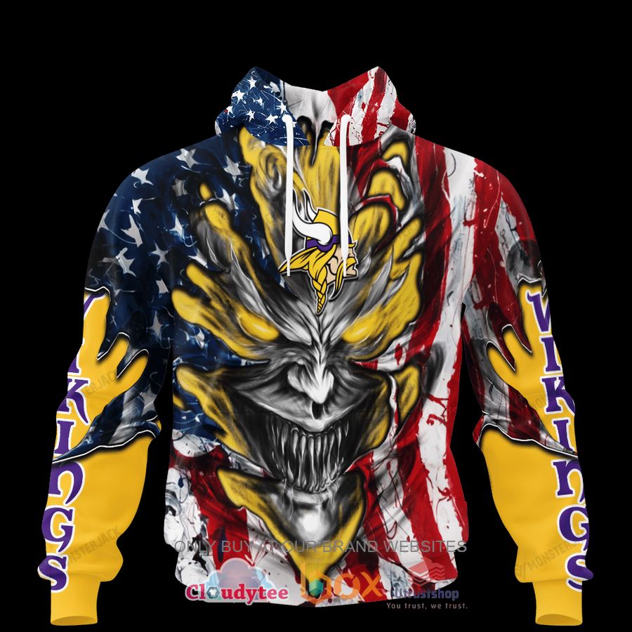 minnesota vikings evil demon face us flag 3d hoodie shirt 1 78378