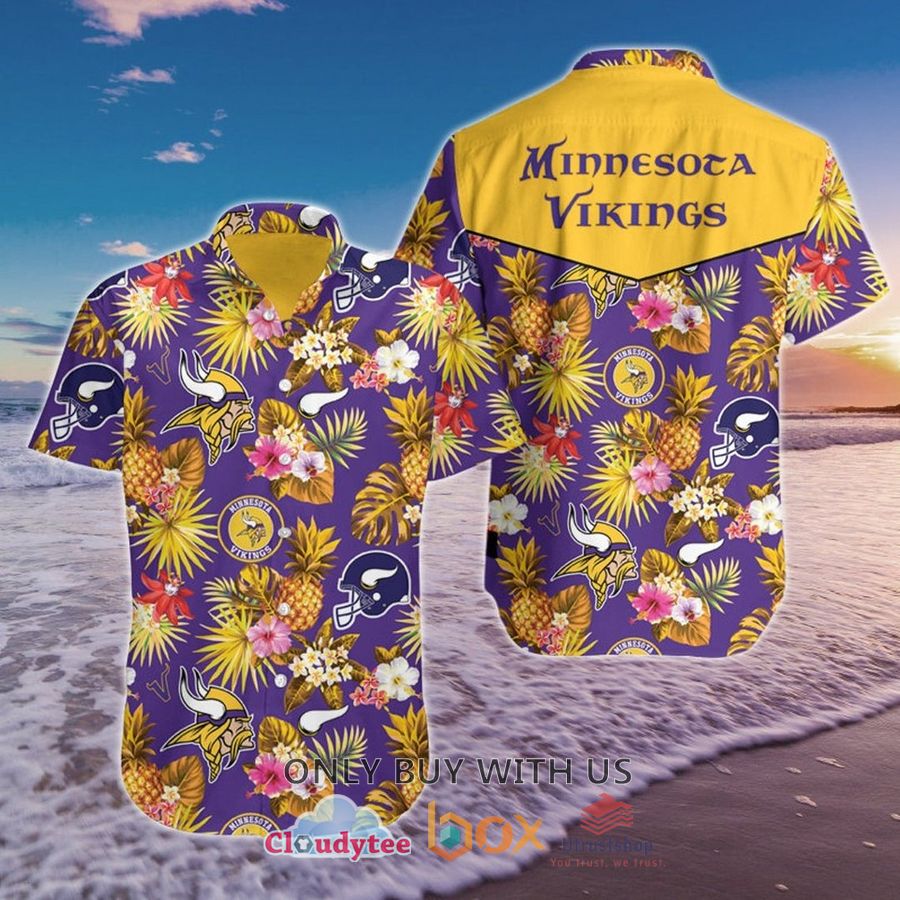 minnesota vikings hibiscus flower pineapple hawaiian shirt 1 88846
