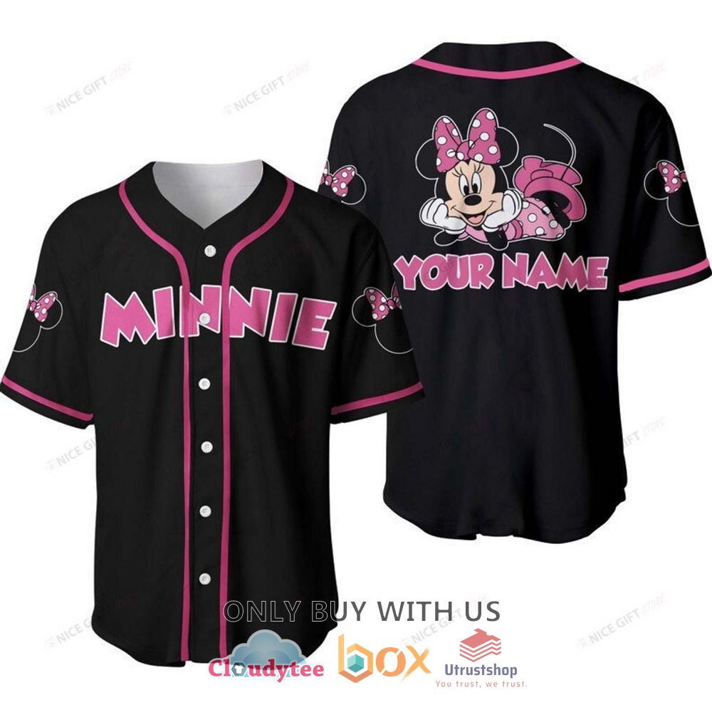 minnie mouse custom name black baseball jersey shirt 1 43921