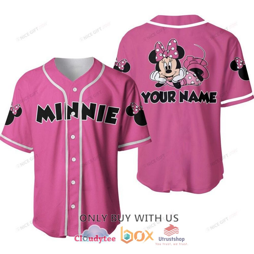 minnie mouse custom name pink baseball jersey shirt 1 37047