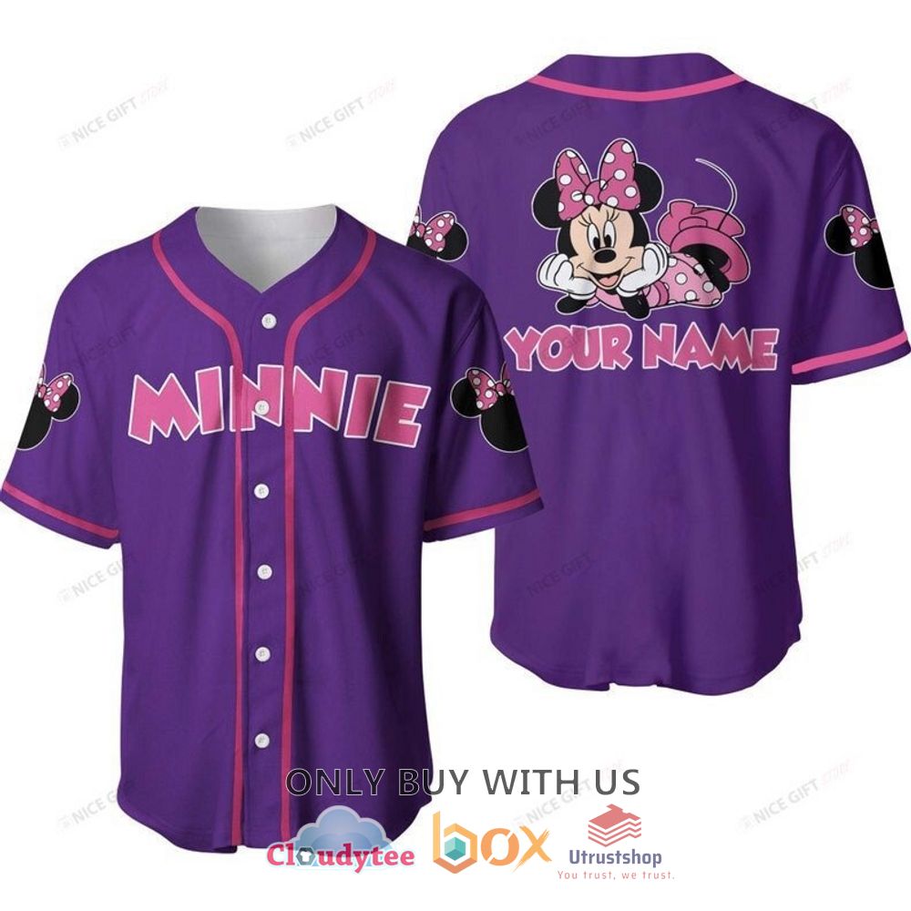 minnie mouse custom name purple baseball jersey shirt 1 38257