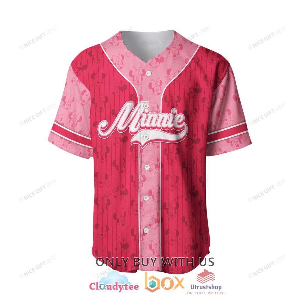 minnie mouse custom name red pink baseball jersey shirt 2 37877