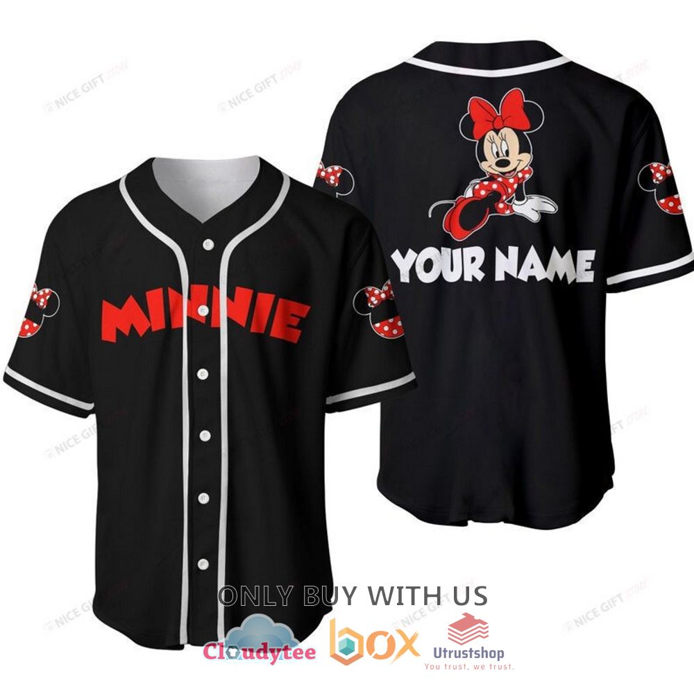 minnie mouse cute custom name black baseball jersey shirt 1 66715