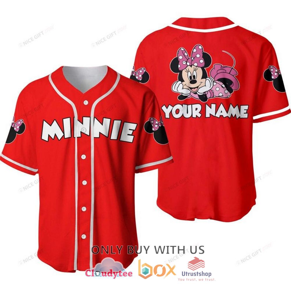 minnie mouse cute personalized red color baseball jersey shirt 1 99191
