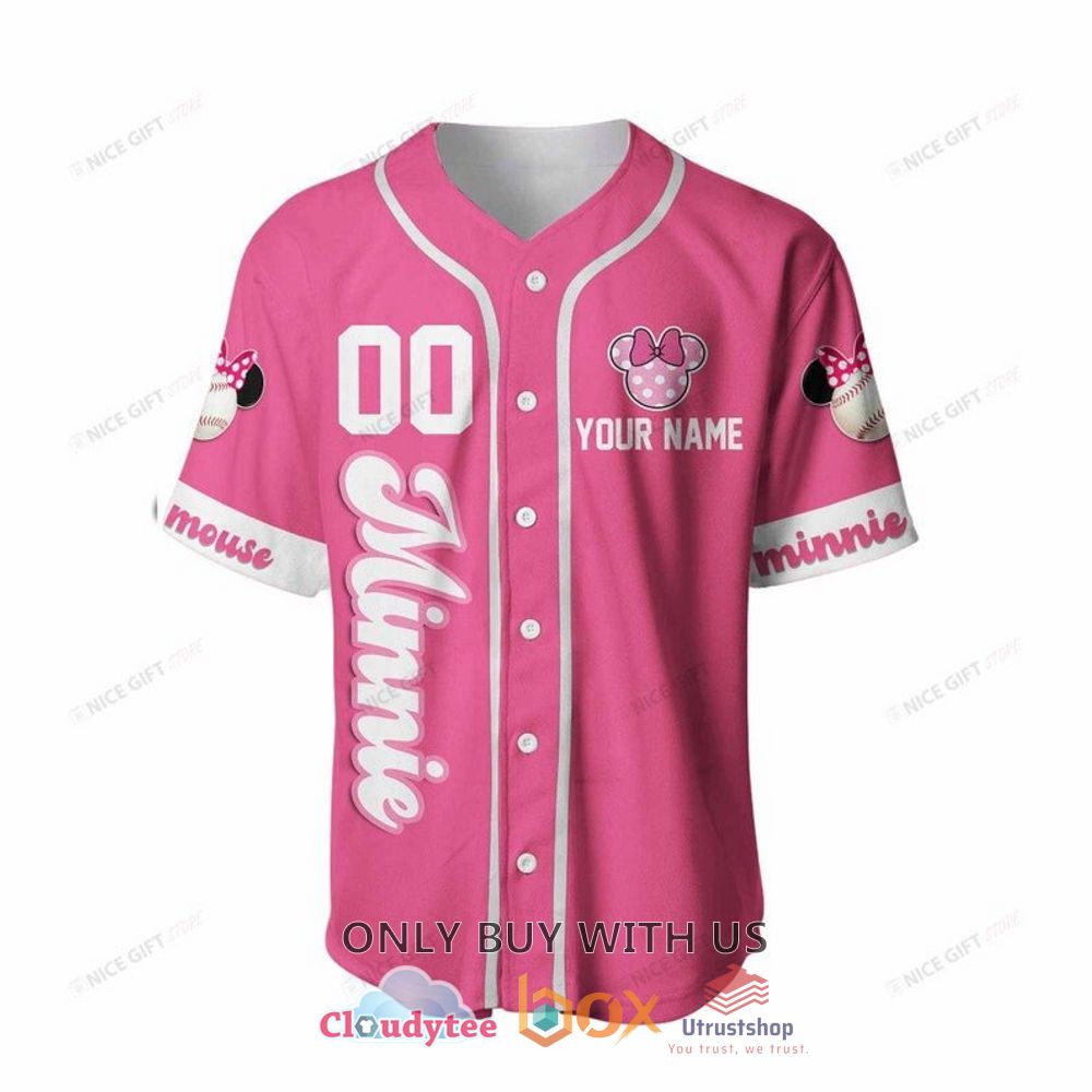 minnie mouse personalized pink pattern baseball jersey shirt 2 31123