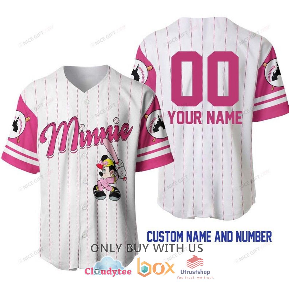 minnie mouse personalized white color baseball jersey shirt 1 47341
