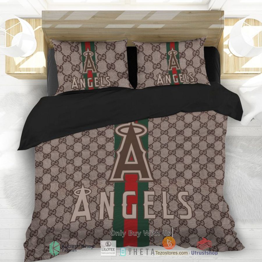 mlb los angeles angels gucci bedding set 2 91356