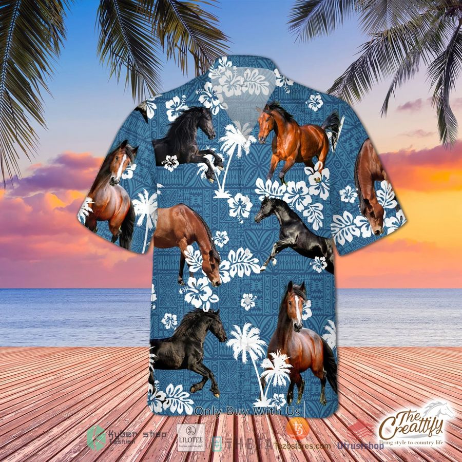 morgan horse blue tribal pattern hawaiian shirt 1 9539