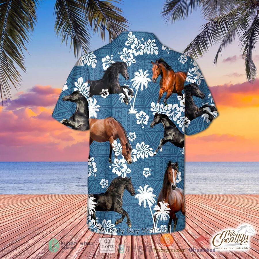 morgan horse blue tribal pattern hawaiian shirt 2 88731