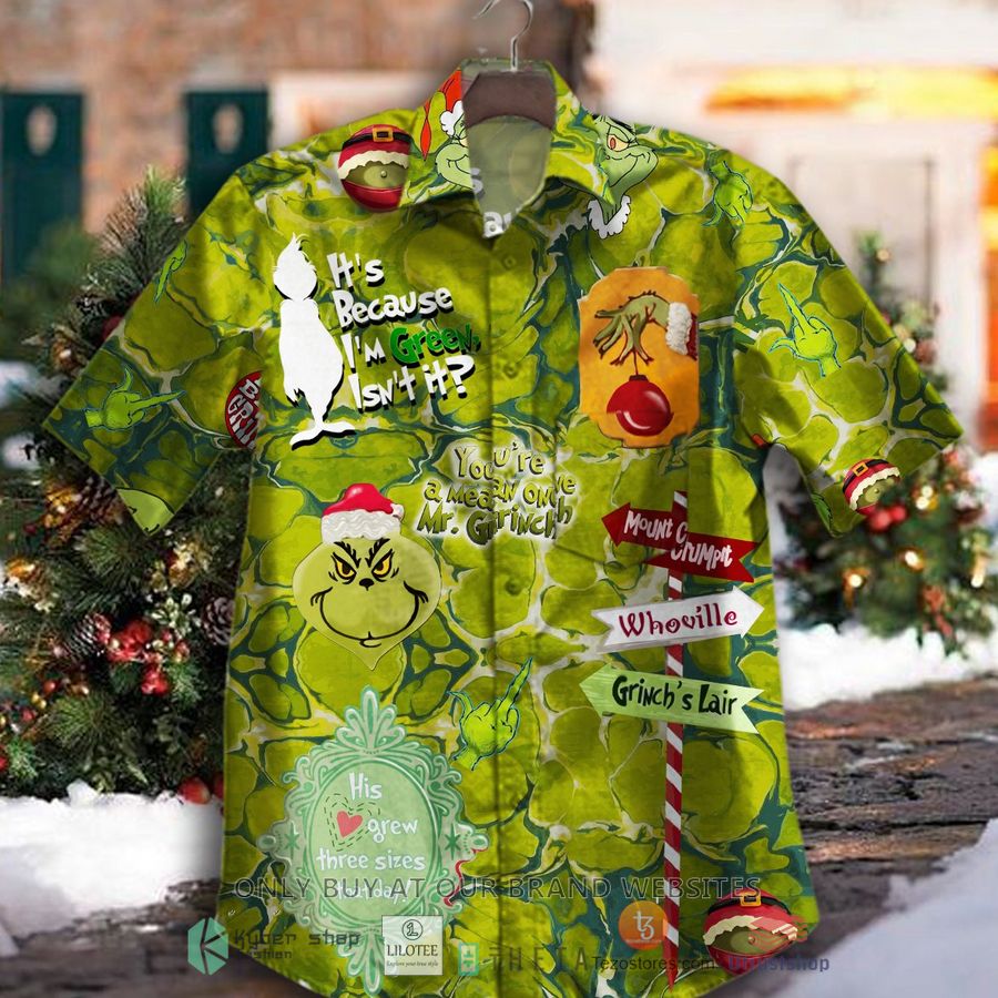 mr grinch youre a mean one casual hawaiian shirt 1 57590