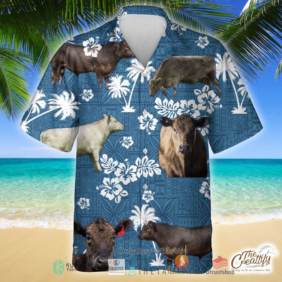 murray grey cattle blue tribal pattern hawaiian shirt 1 28928