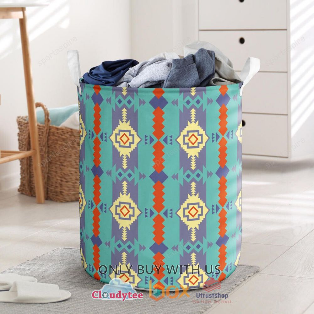 native american pattern blue color laundry basket 1 74822
