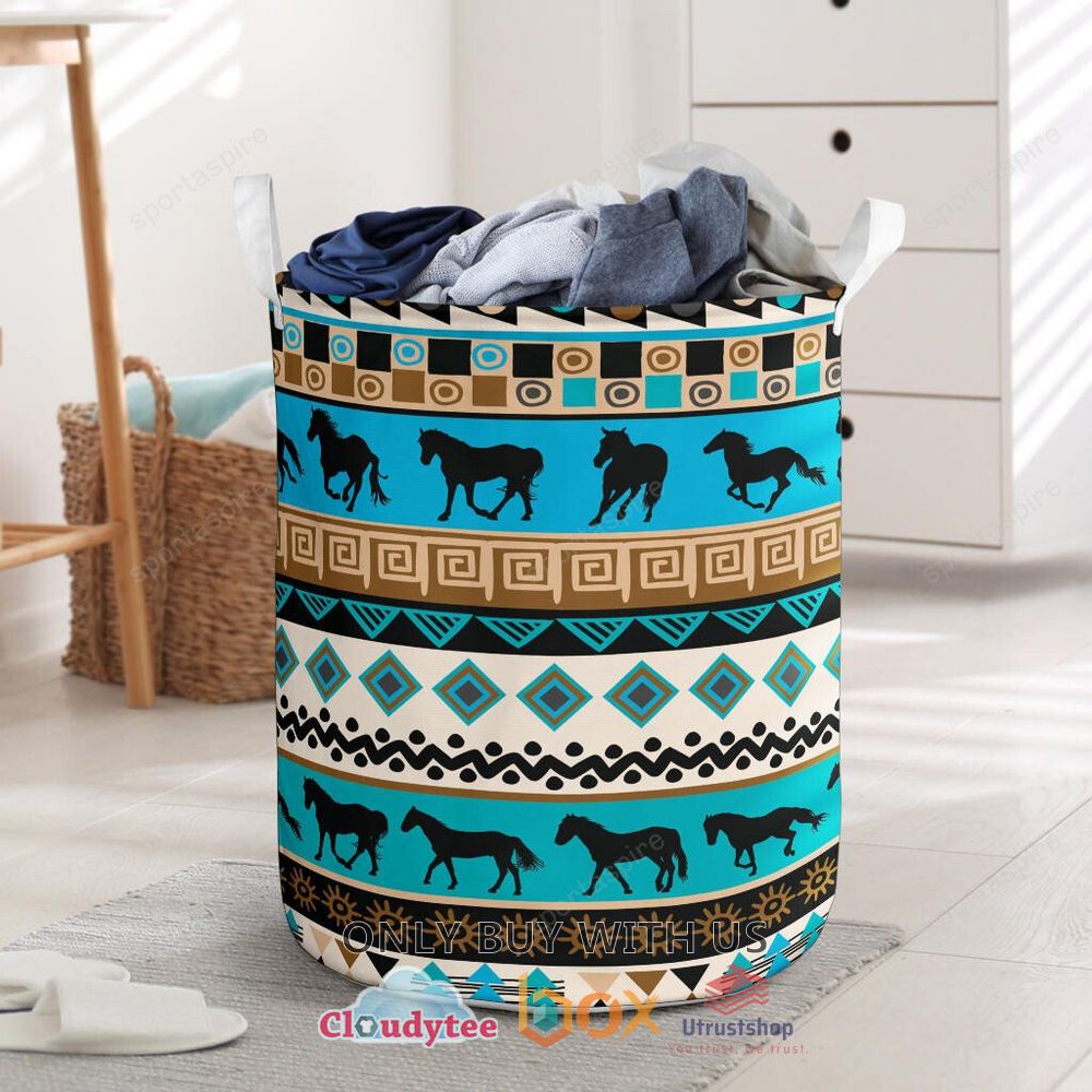 native american pattern horse laundry basket 1 68546