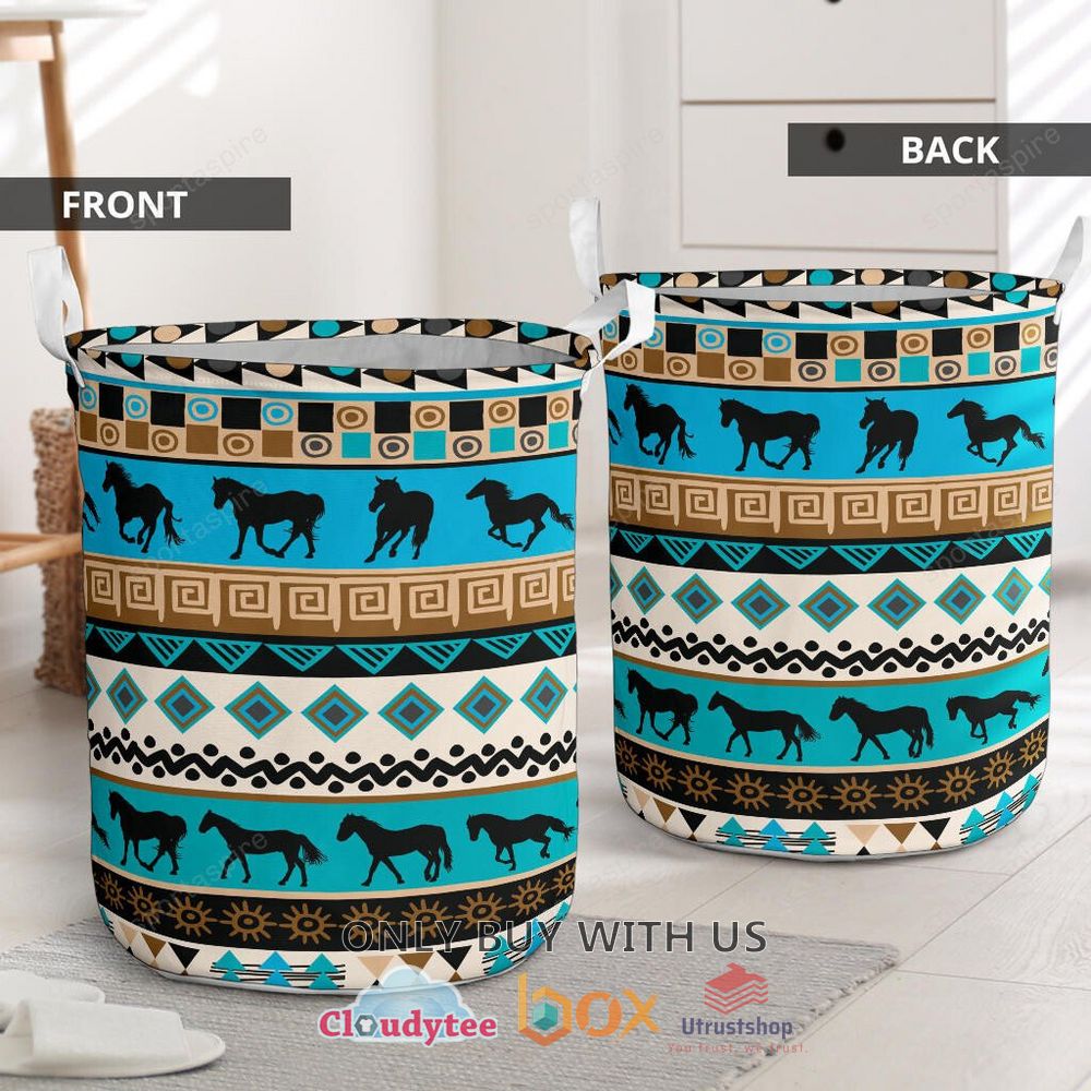 native american pattern horse laundry basket 2 4097