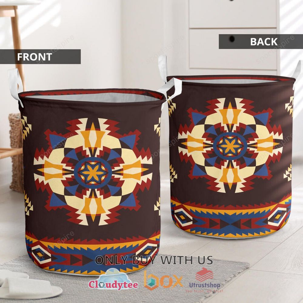 native american pattern laundry basket 2 5006
