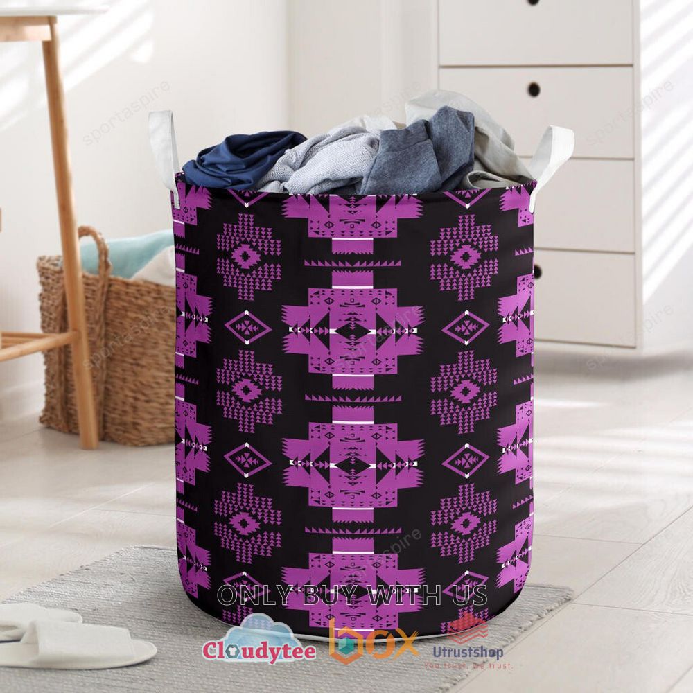 native american pattern purple laundry basket 1 28963