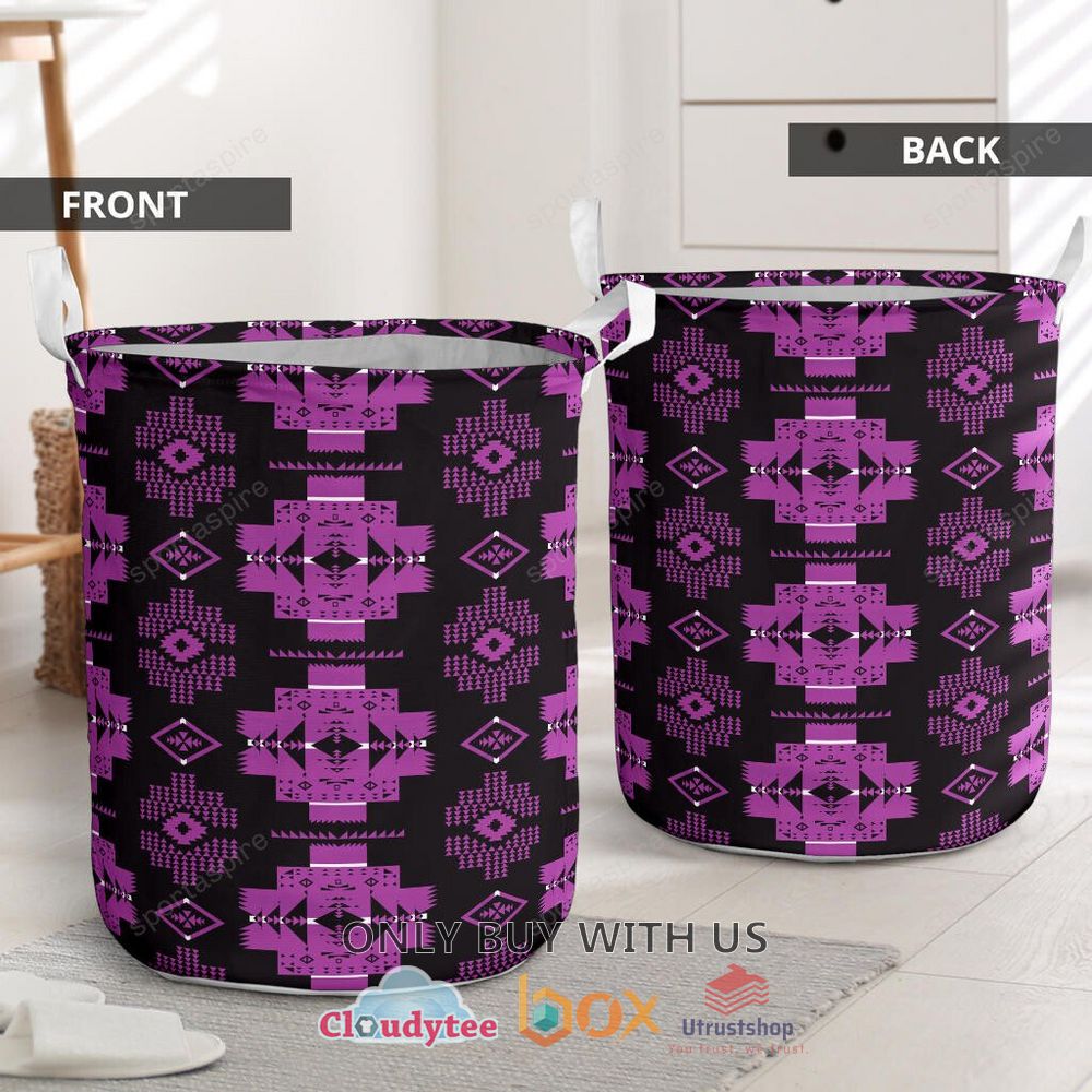 native american pattern purple laundry basket 2 36084