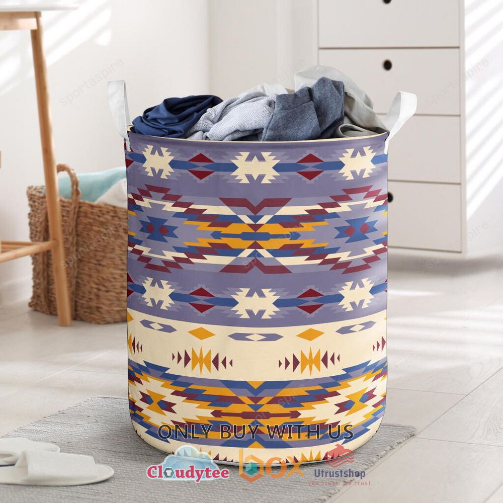 native american pattern purple yellow laundry basket 1 75718