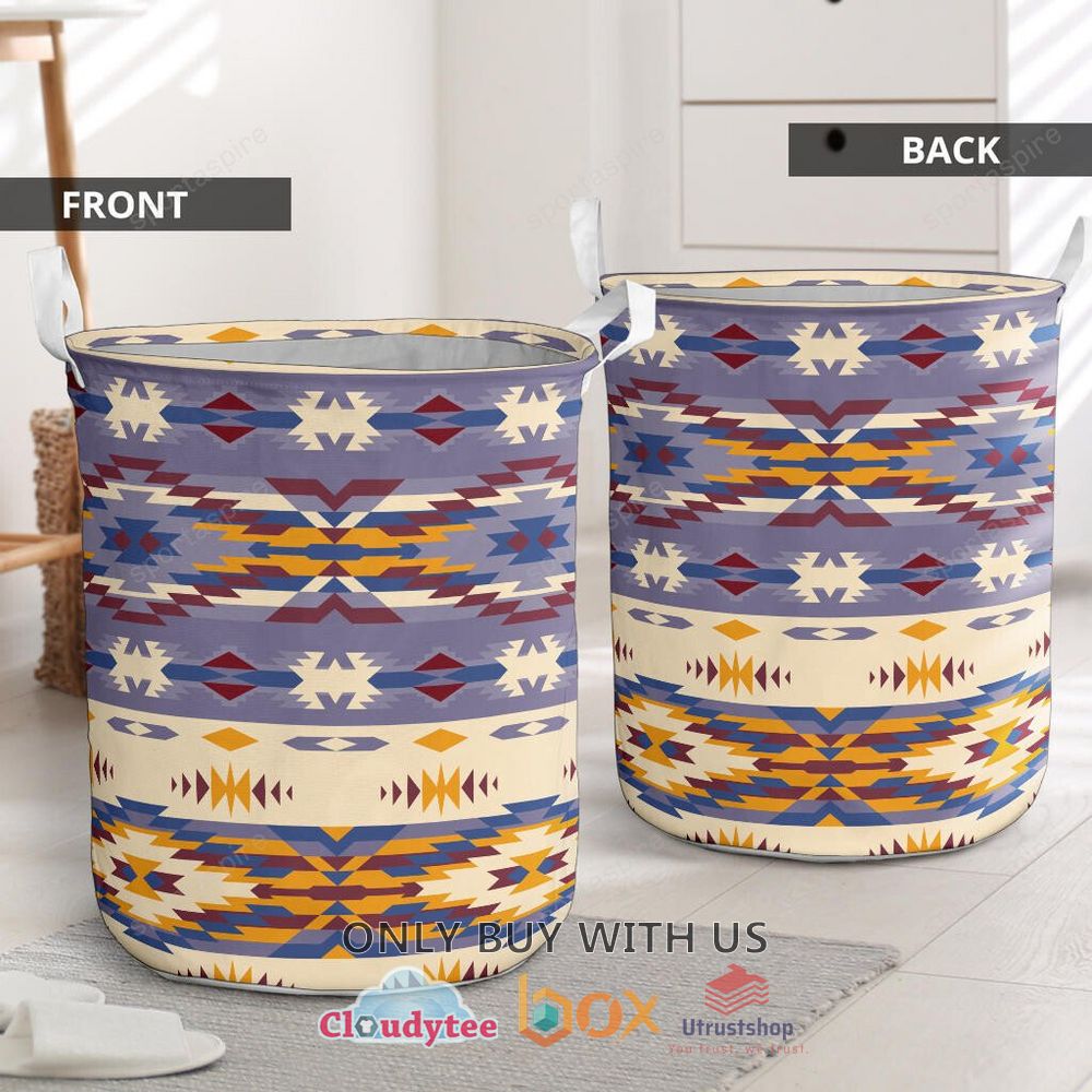 native american pattern purple yellow laundry basket 2 73188