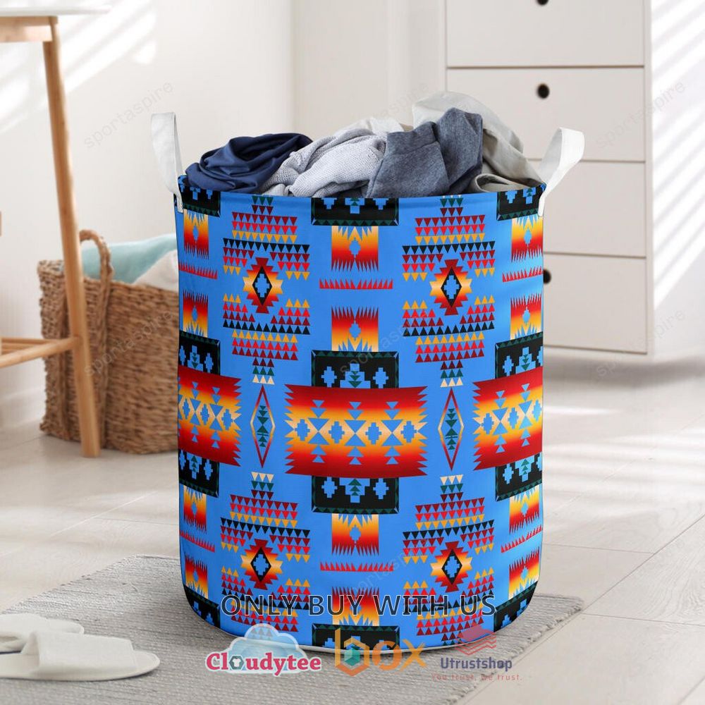 navy tribes pattern laundry basket 1 51381