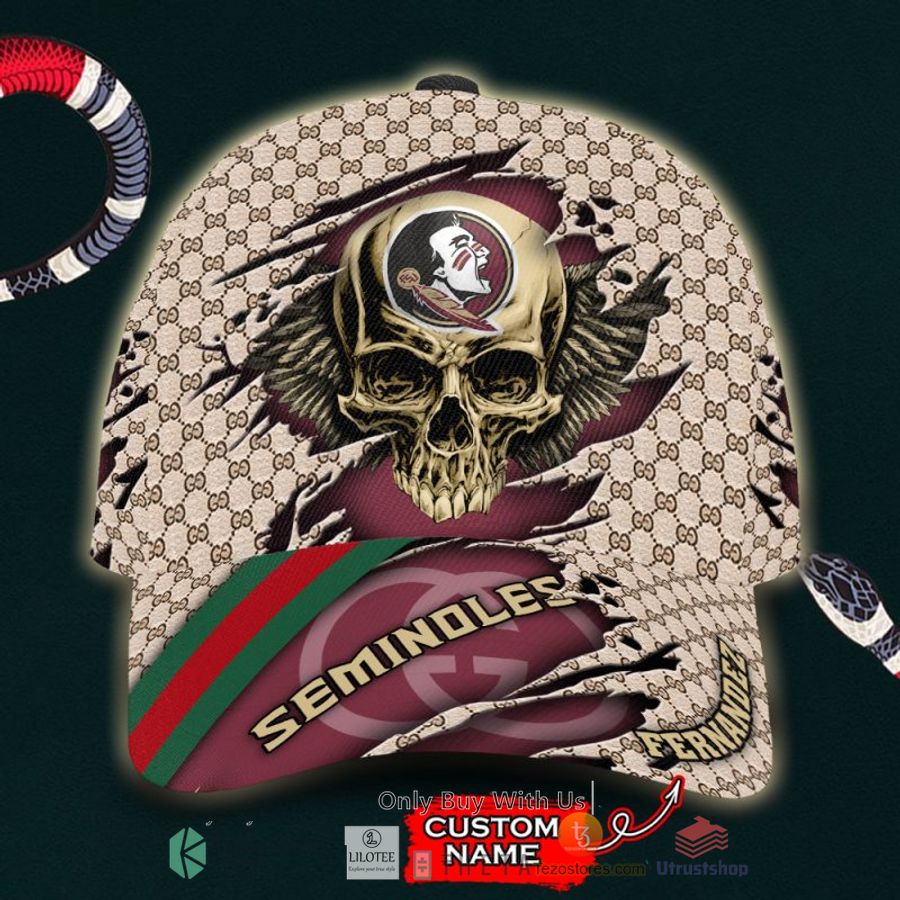 ncaa florida state seminoles skull custom name gucci cap 1 9702