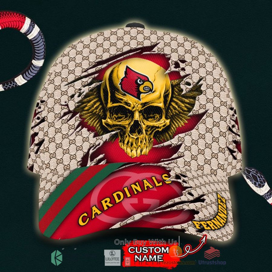 ncaa louisville cardinals skull custom name gucci cap 1 58946