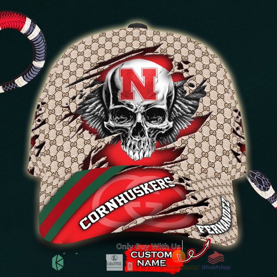 ncaa nebraska cornhuskers skull custom name gucci cap 1 54614
