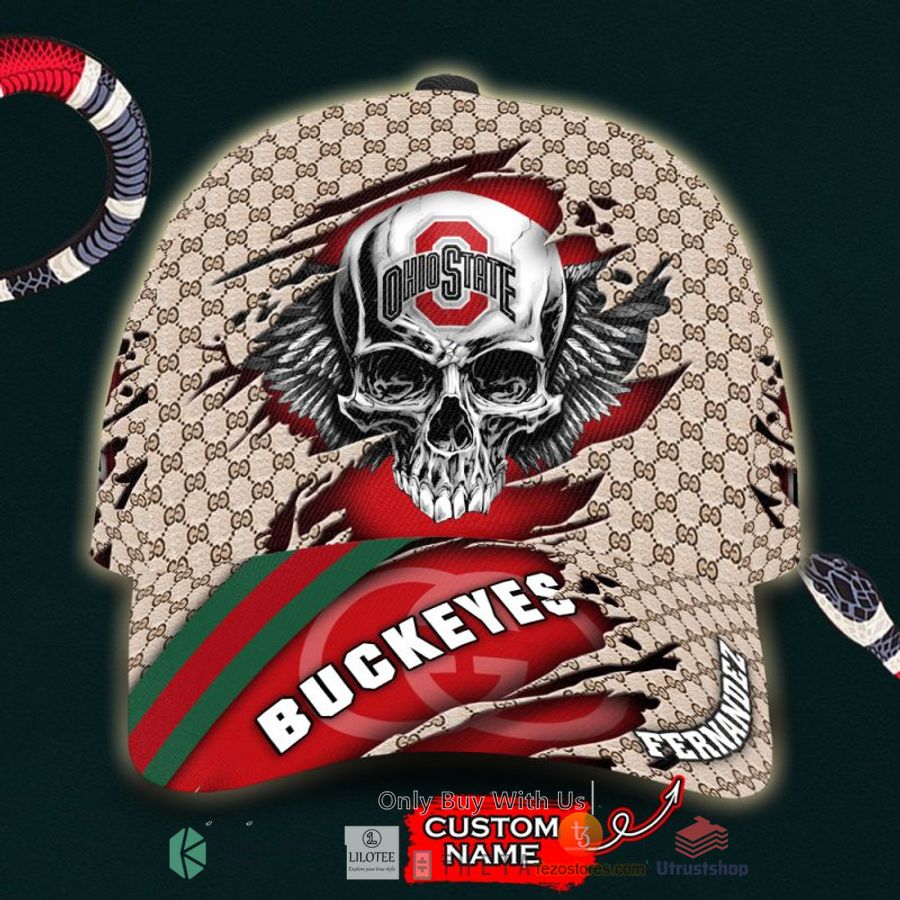 ncaa ohio state buckeyes skull custom name gucci cap 1 21601