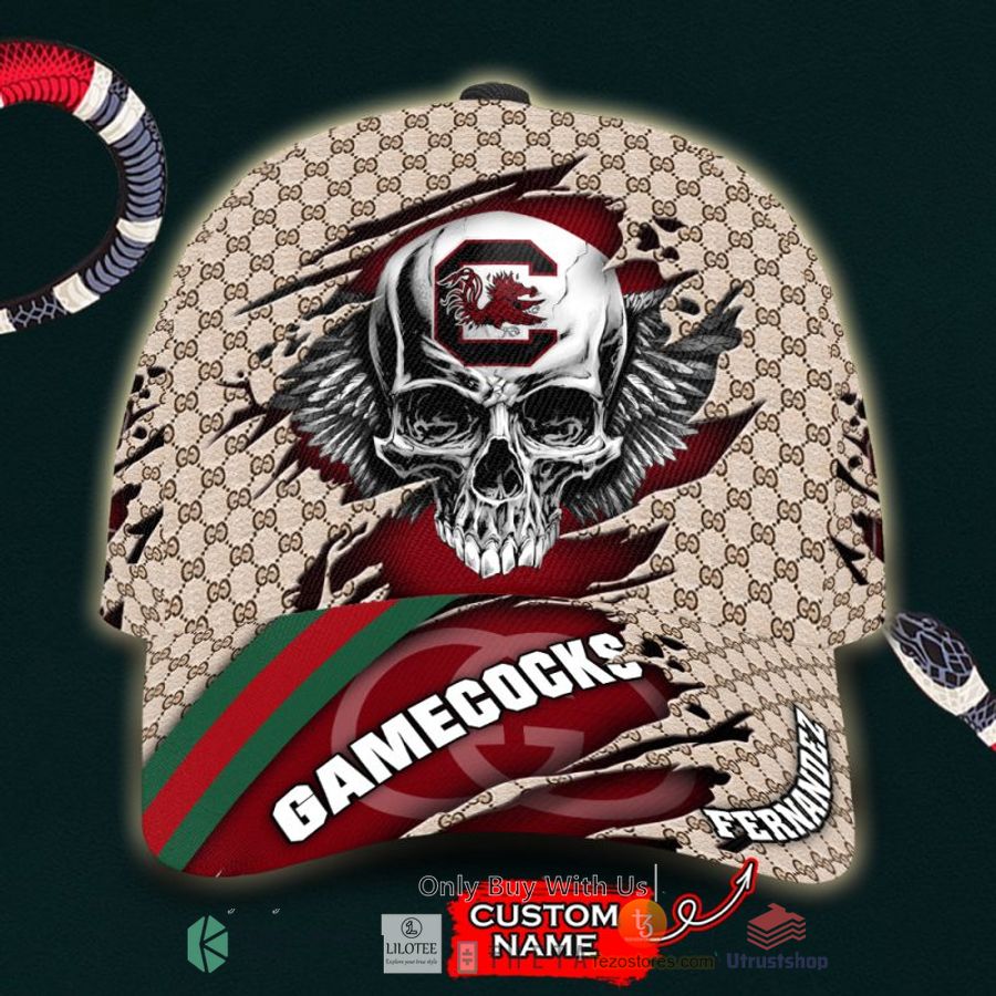 ncaa south carolina gamecocks skull custom name gucci cap 1 14001