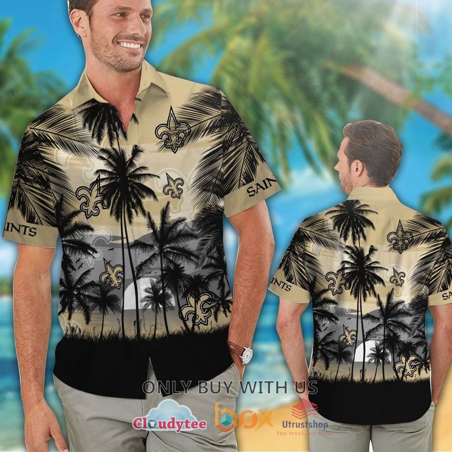 new orleans saints palm tree yellow black hawaiian shirt 2 5574