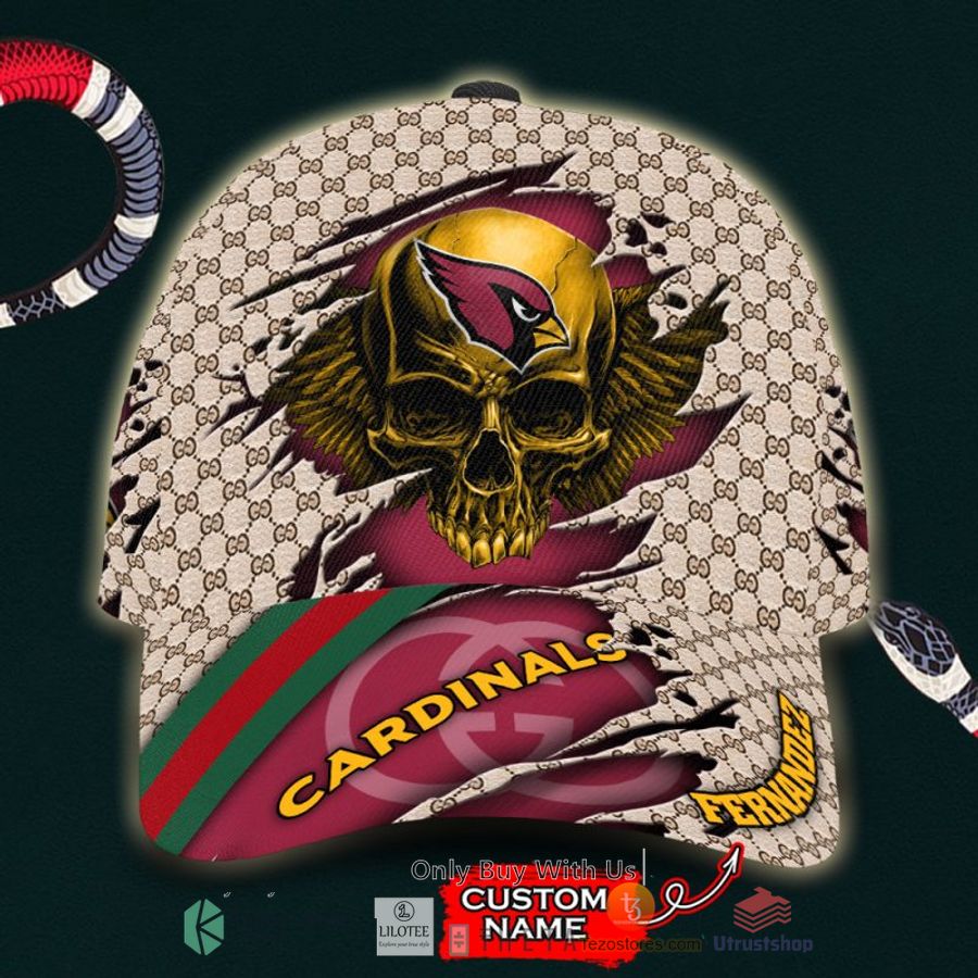 nfl arizona cardinals skull custom name gucci cap 1 80937