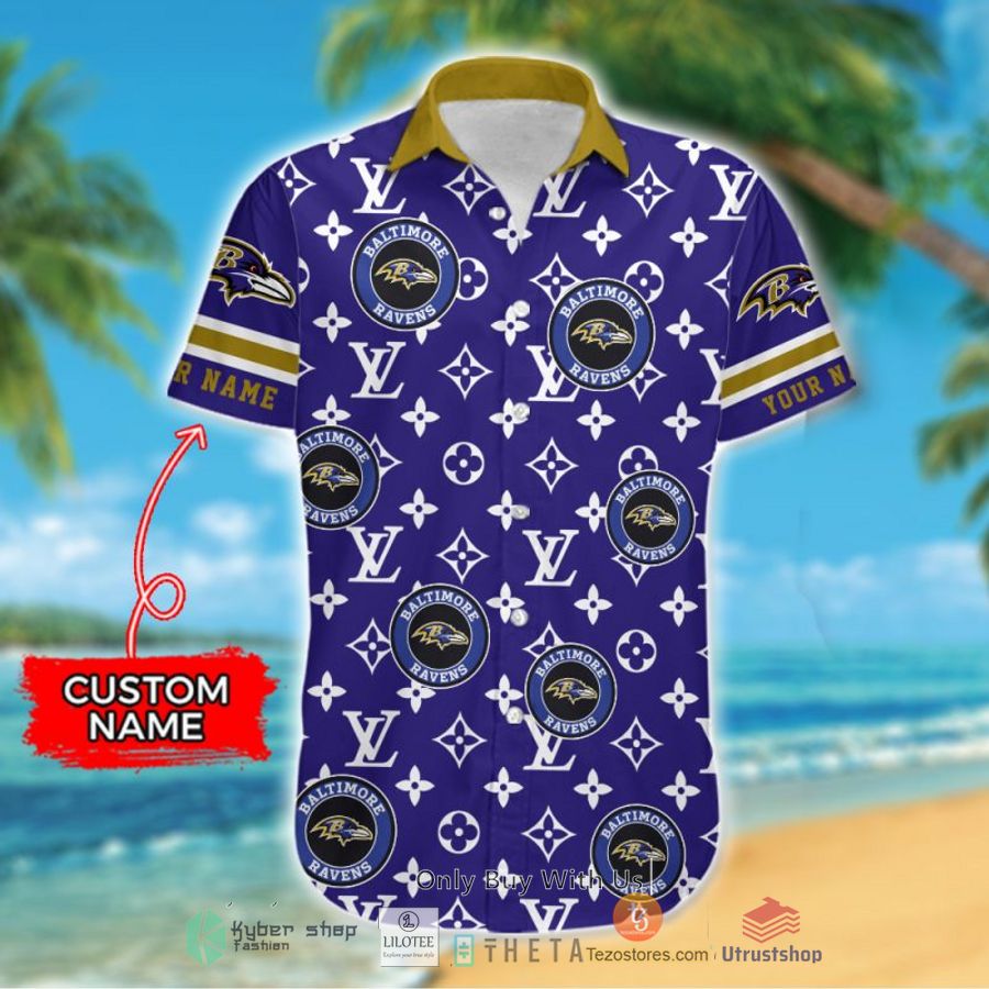 nfl baltimore ravens louis vuitton custom name hawaiian shirt 2 18094