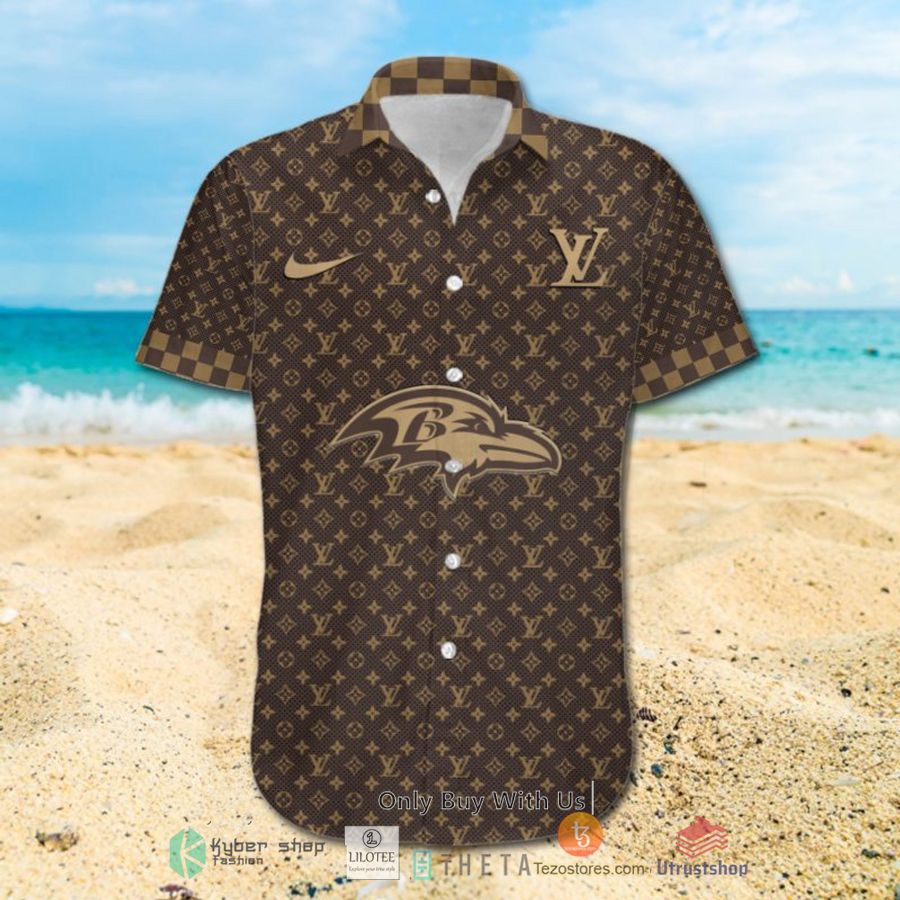 nfl baltimore ravens louis vuitton luxury hawaiian shirt short 2 45522