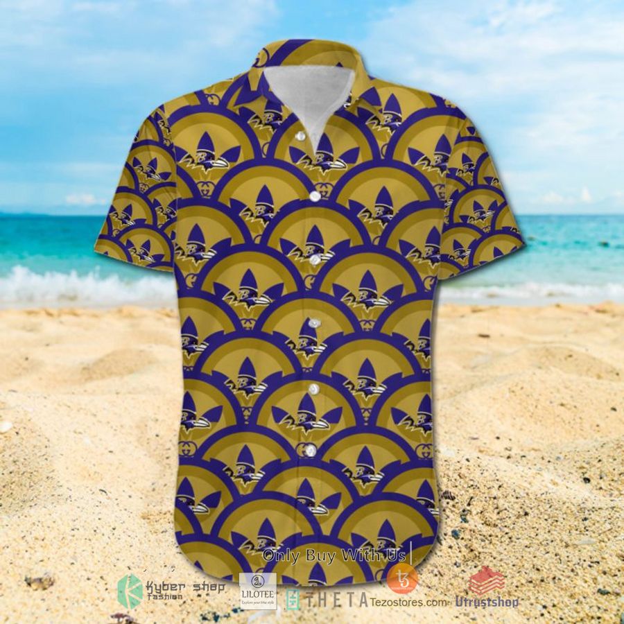 nfl baltimore ravens luxury hawaiian shirt short 2 37494