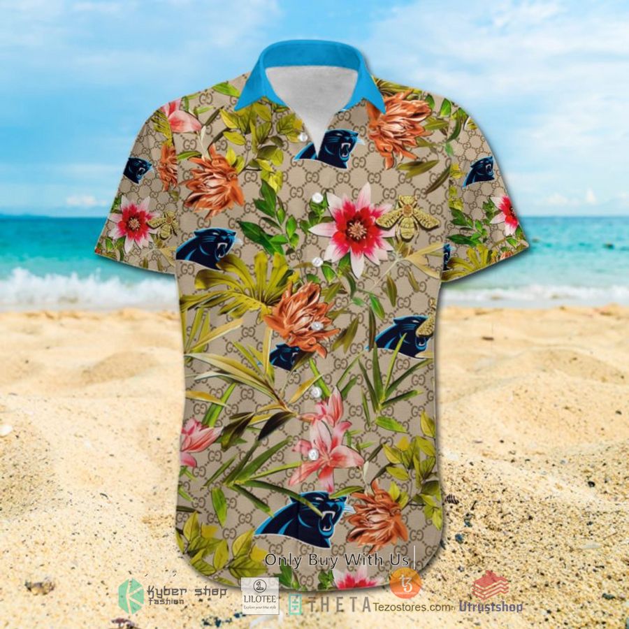 nfl carolina panthers louis vuitton lv hawaiian shirt short 2 90735