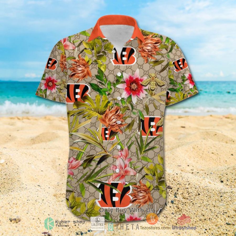 nfl cincinnati bengals louis vuitton lv hawaiian shirt short 2 72441